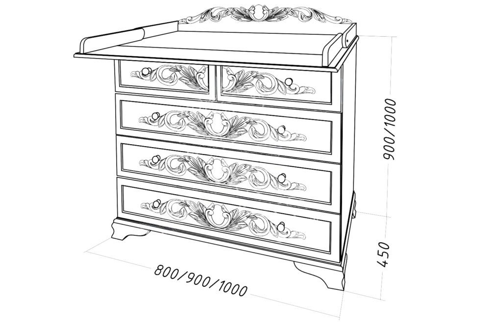 Комод Пеленальный с резьбой 2